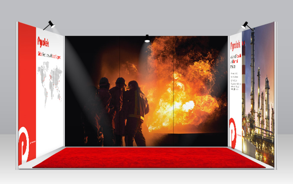 Pyrotek Intersec Tradeshow Back wall Booth Graphics